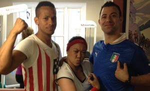 Edwin, Meg and Joe in Sports gear