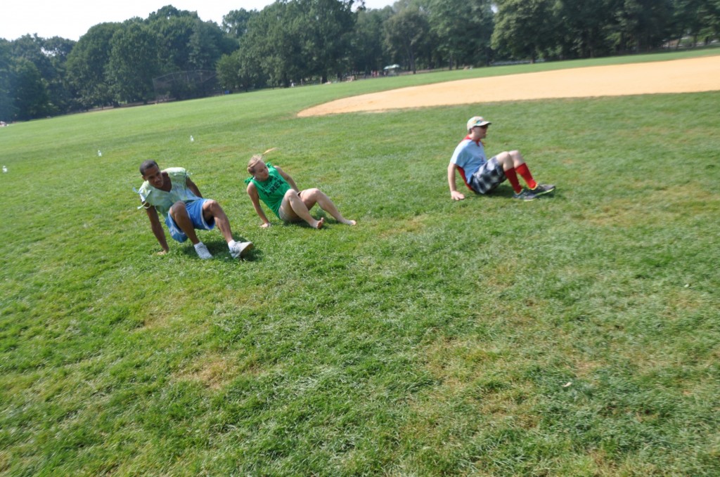 Edwin, Cathy, Rob crabwalking